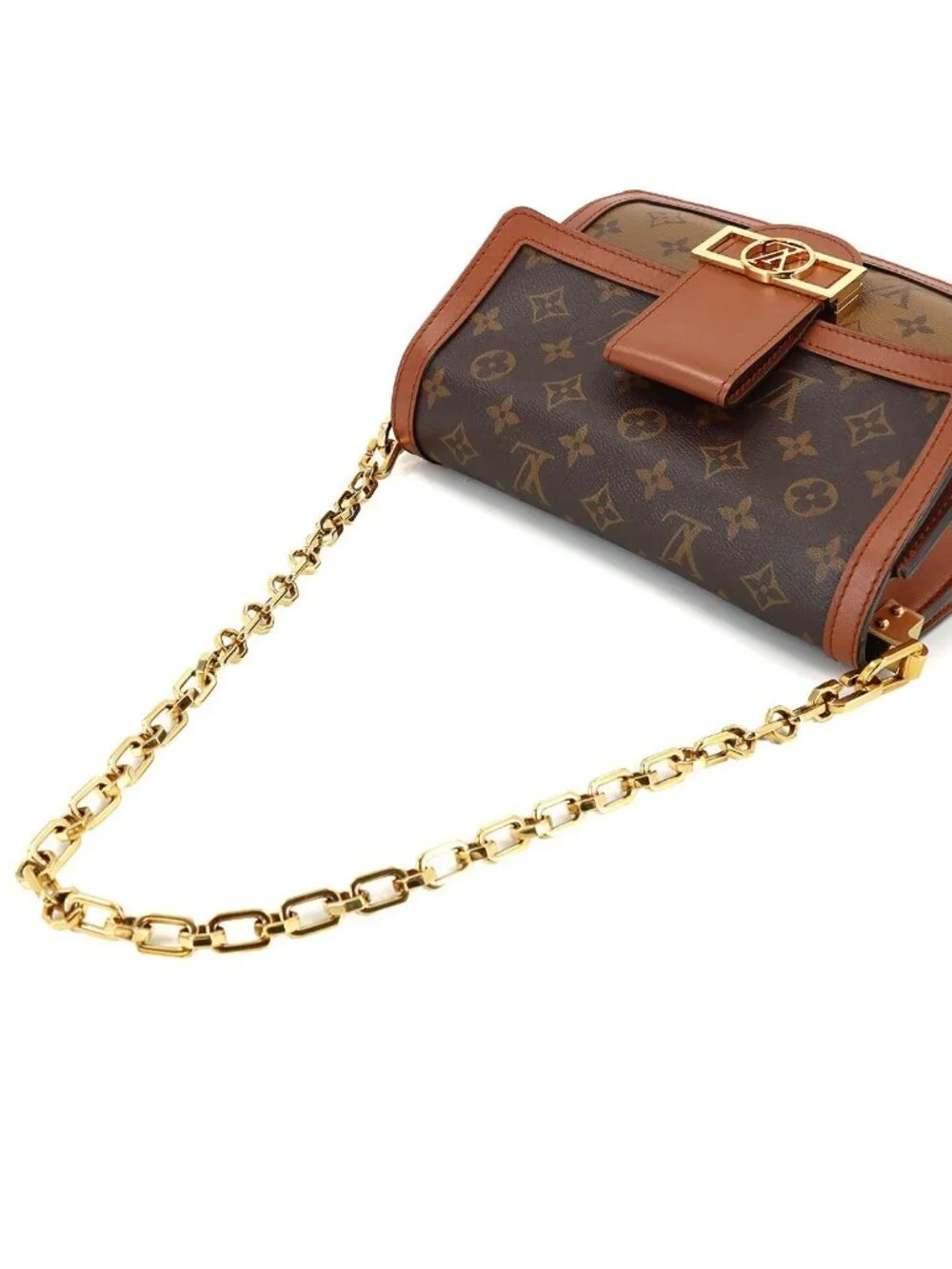 Louis Vuitton Monogram Reverse Dauphine MM Shoulder Bag Brown